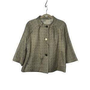 Kate Spade New York Metallic Tweed Cropped Jacket Size L Gold Black Evening